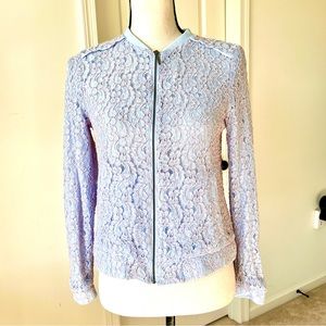 LC LAUREN CONRAD Lightweight Embroidered Lace Bomber Jacket—SZ. 6